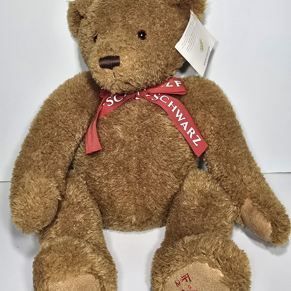 FAO Schwarz Brown and Red Stuffed Animal Teddy Bear